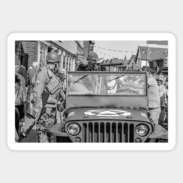 Military soldiers at the annual forties festival, Holt, Norfolk Sticker by yackers1